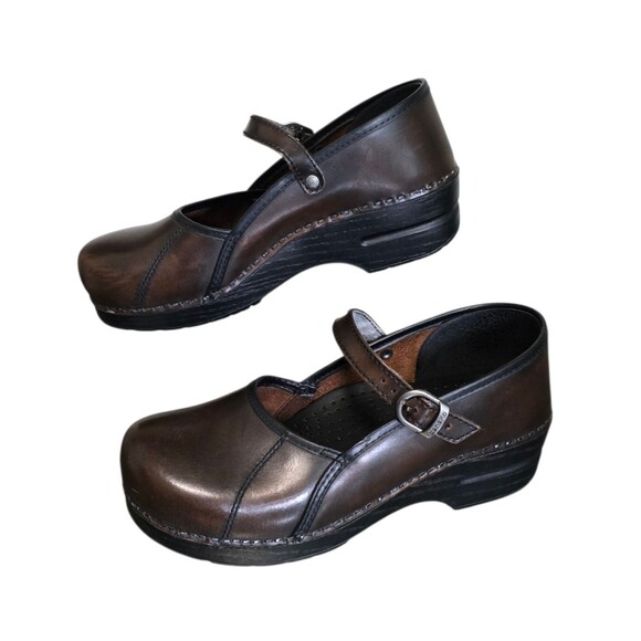Dansko Marcelle Clog Shoes Womens EU 40 US Size 9.5 - 10 Maryjane Brown Leather - Picture 2 of 9